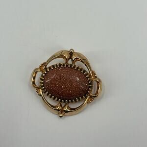 Bell Jewelry art deco gold stone goldplated brooch